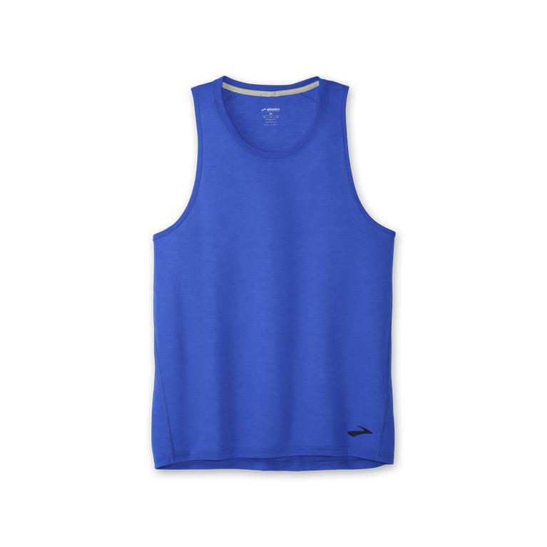 Brooks Mens Distance Running Tank Top - Heather Bluetiful (714582-NBZ)